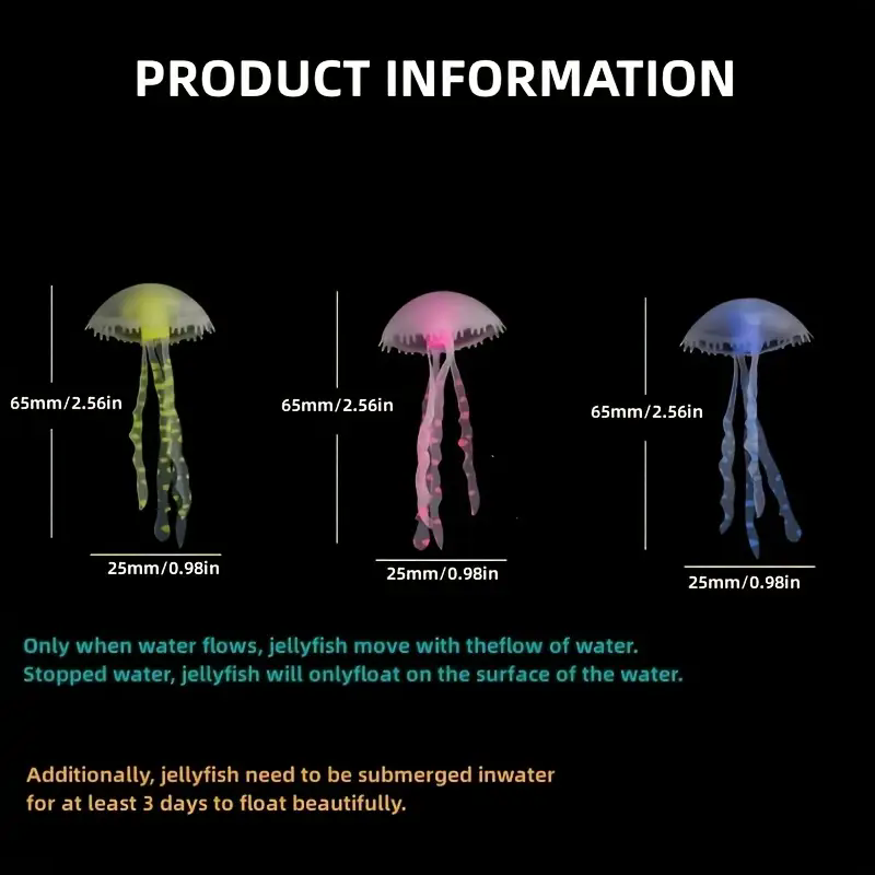 Aquarium Fish Artificial - 6/3pcst แมงกะพรุนประดิษฐ์ Aquarium Fish Tank อุปกรณ์เสริมจําลองเรืองแสงแมงกะพรุนถัง