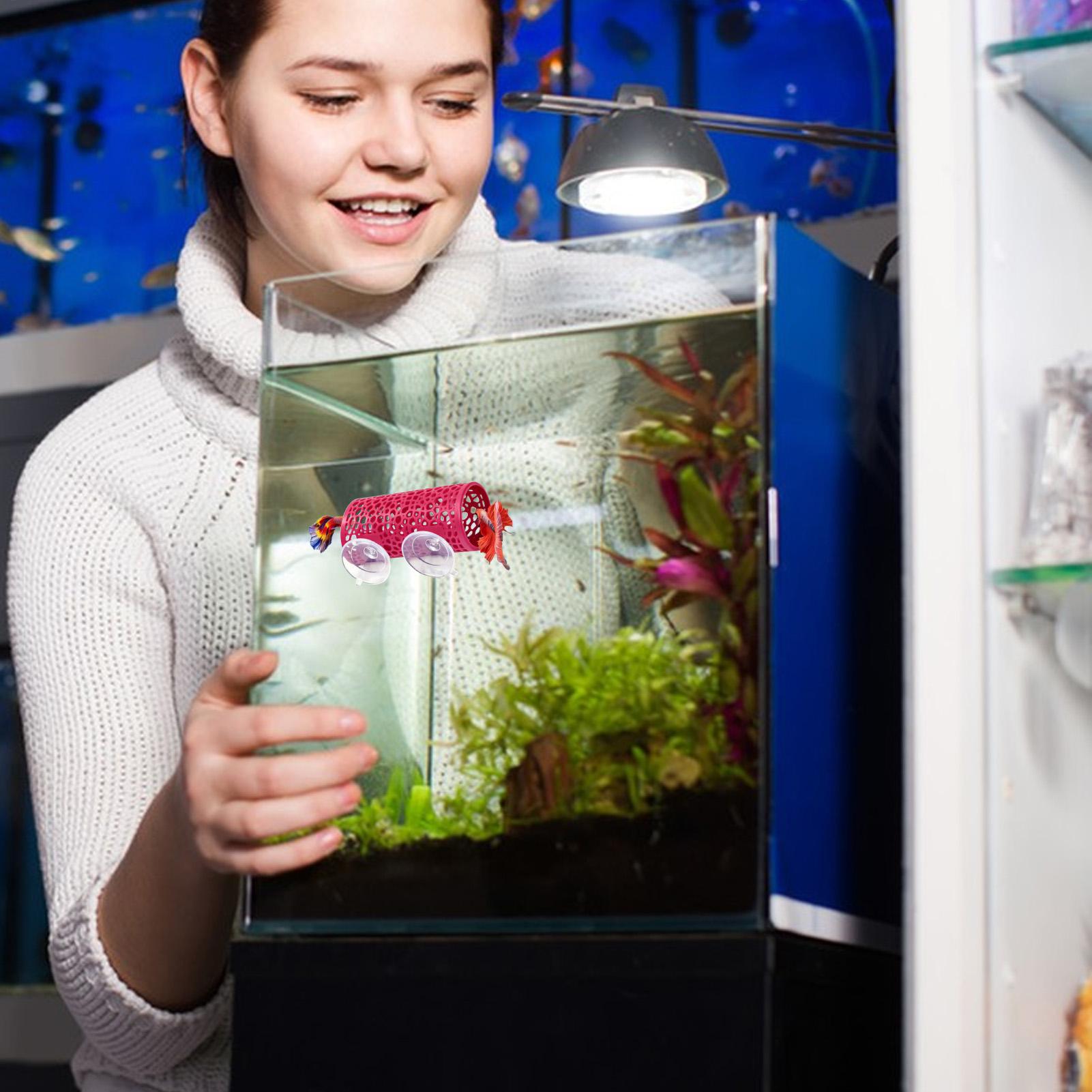 Aquarium Fish Real - ที่พักพิงตกแต่งตู้ปลา ของเล่นอุโมงค์ปลา สำหรับตู้ปลา แบบติดตั้งด้วยจุ๊บสุญญากาศ ท่อขนาดเล็ก ปลอดภัย