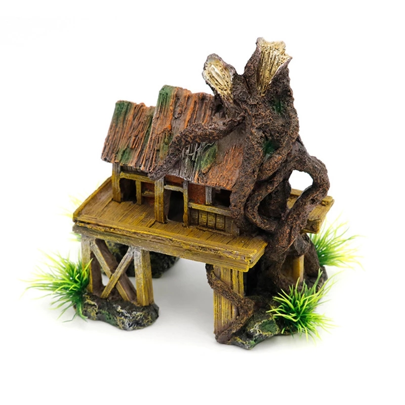 Aquarium Fish Artificial - A71Z Aquarium ตกแต่งประดิษฐ์ปลาสัตว์เลื้อยคลาน House Shelter ถังปลาภูมิทัศน์เรซิ่นอาคารเครื่องประดับตกแต่ง