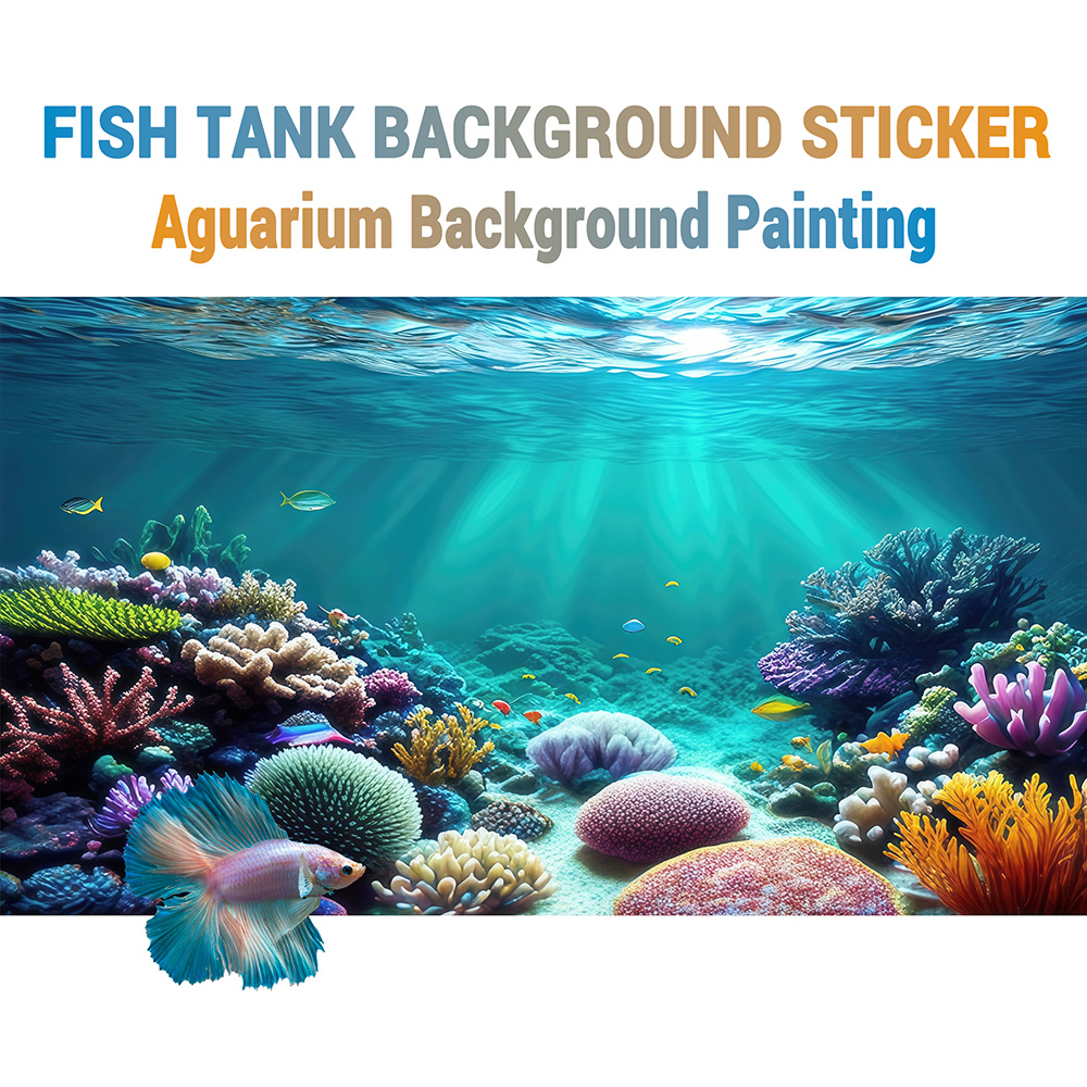 Aquarium Fish Rainbow - ฉากหลังสำหรับตู้ปลา, ฉากหลังสำหรับตู้ปลา, ปะการังสีรุ้ง, ของตกแต่งตู้ปลา, สติกเกอร์แบบแบน 2