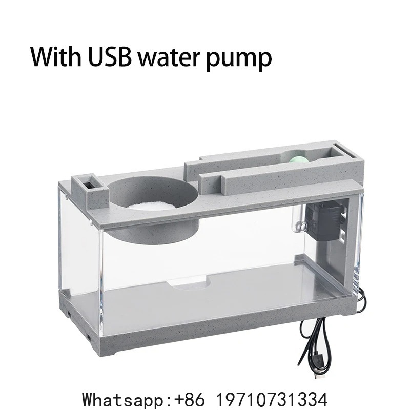 Aquarium Fish Home - ชุดตู้ปลาพร้อมอุปกรณ์เสริมในตัว พร้อมแท่งออกซิเจน ระบบกรองแบบ USB ไฟ LED