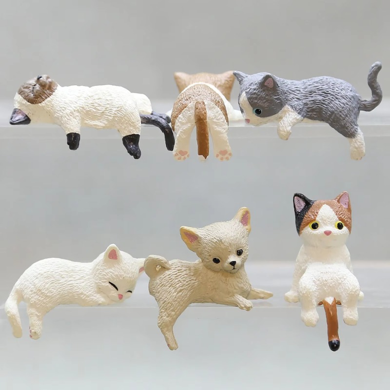 Aquarium Fish Real - 1 PC น่ารักการ์ตูนแมว PVC ตกแต่งบ้านสําหรับถ้วยน้ําฝาปิดคอมพิวเตอร์ถังปลา Aquarium