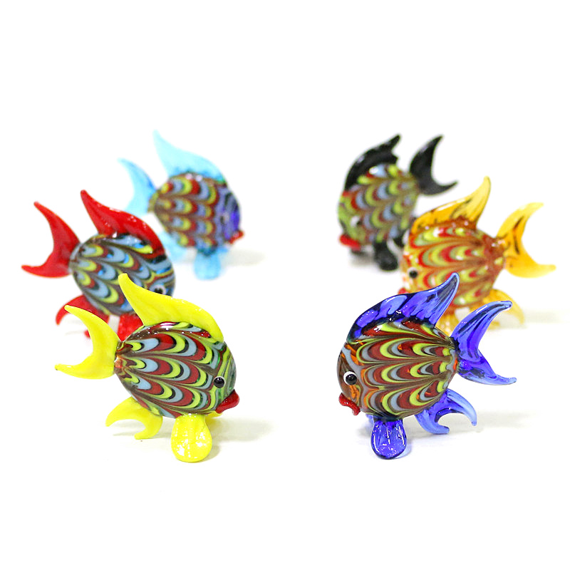 Aquarium Fish Artificial - สีสัน Tropical Fish MINI Figurines น่ารักเล็กๆสัตว์ทะเลแก้วหัตถกรรมเครื่องประดับคอลเลกชัน