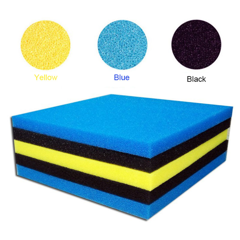 Aquarium Fish Yellow And Black - 50ซม.X 50ซม.X 2ซม.Filtration Foam Aquariumปลาถังกรองชีวเคมีฟองน้ำPad Skimmerฟองน้ำSupplyถังสีฟ้าสีดำสีเหลือง