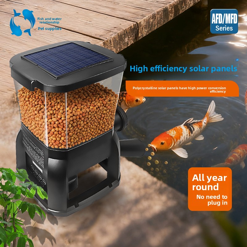Aquarium Fish Auto Feeder - เจบาโอ โซลาร์ โคอิพอนด์ บ่อปลาสำหรับกลางแจ้ง ตู้ปลาขนาดใหญ่ เครื่องให้อาหารปลาอัตโนมัติ