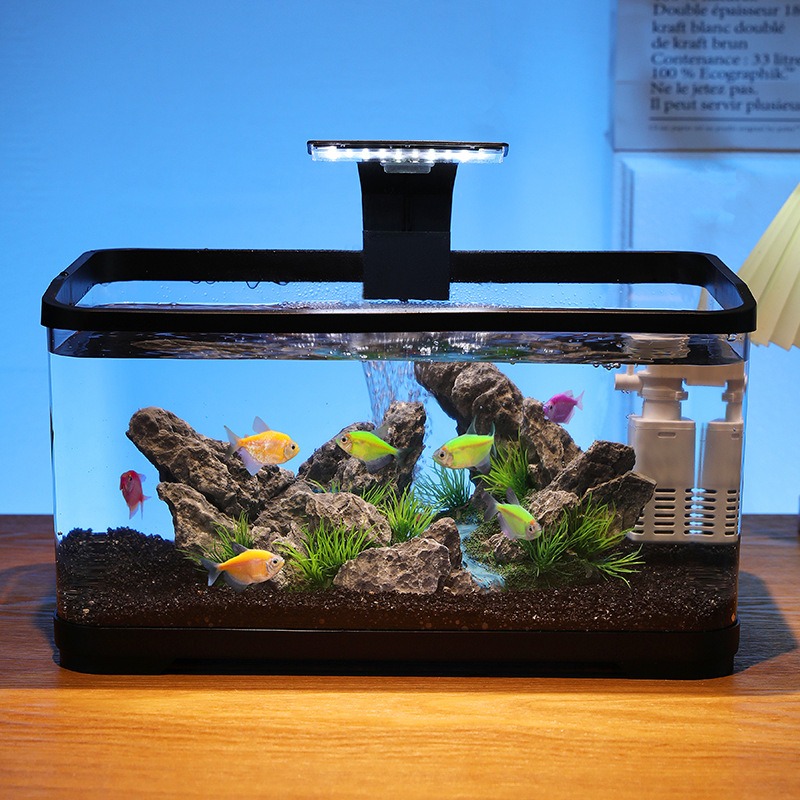 Aquarium Fish Home - ตู้ปลาตั้งโต๊ะพร้อมระบบกรองน้ำหมุนเวียน, ตู้ปลาแบบเงียบสงบที่เป็นมิตรต่อสิ่งแวดล้อม, ตู้ปลาสำหรับตกแต่งบ้าน