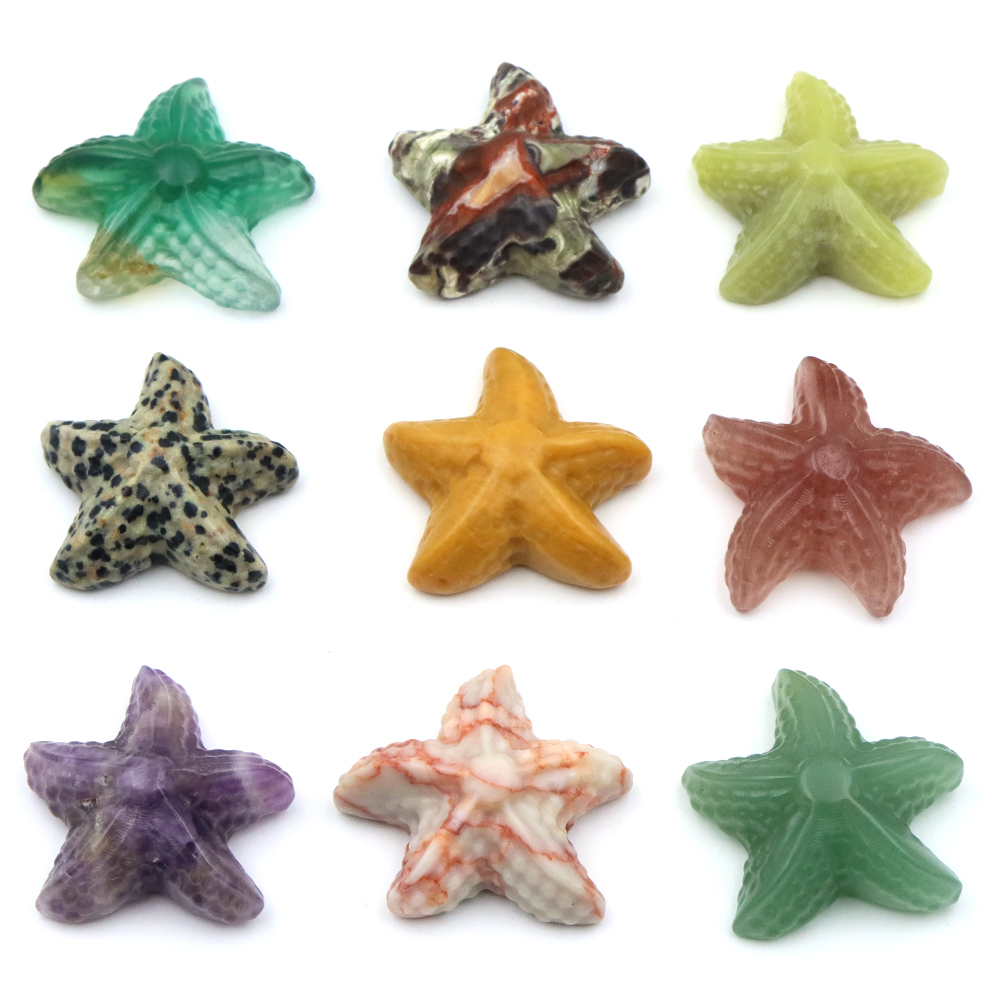 Aquarium Fish Home - รูปปั้นปลาดาวขนาด 35 มม. รูปทรงสัตว์ทะเล ทำจากหินธรรมชาติ คริสตัลบำบัด