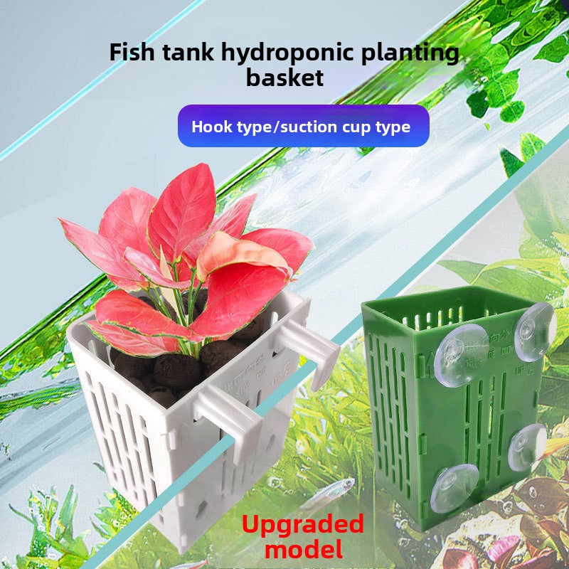 Aquarium Fish Only - ตะกร้าปลูกพืชแบบไฮโดรโปนิกส์ติดผนัง 1 ชิ้น สำหรับตู้ปลา ถ้วยปลูกพืชน้ำสีเขียว ตะกร้าแขวนตกแต่งภูมิทัศน์