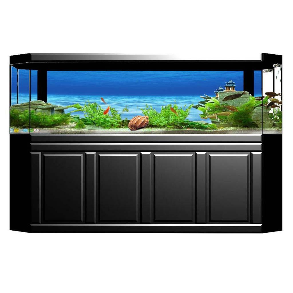 Aquarium Fish World - สติ๊กเกอร์ติดผนังตกแต่งตู้ปลา ลายโลกใต้ทะเล