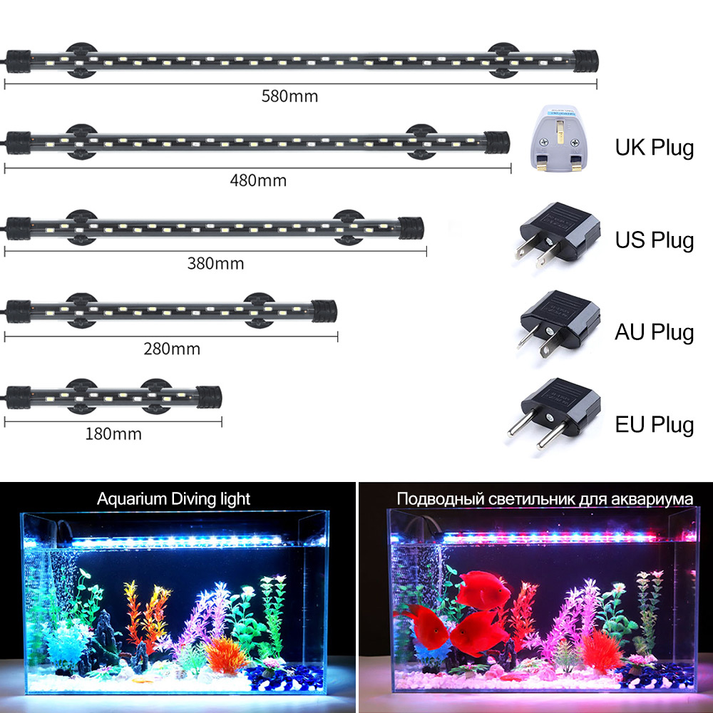 Aquarium Fish Only - 90-260V Aquarium LIGHT LED กันน้ําถังปลาคลิปใต้น้ําโคมไฟตกแต่ง Submersible