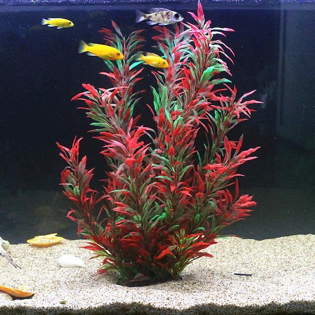 Aquarium Fish Real - 50 ซม.ถังปลาประดิษฐ์พืชหายากAquariumปลอมไม้ไผ่น้ําหญ้าพลาสติกสีม่วงสีเขียวหญ้าน้ําภูมิทัศน์Decor