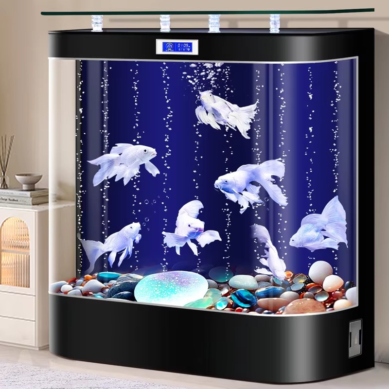 Aquarium Fish Low Maintenance - ตู้ปลาอัจฉริยะ ตู้ปลาพร้อมปั๊มน้ำ ตู้ปลาทองตั้งพื้น ขนาดเล็ก กลาง ระบบกรองด้านหลัง
