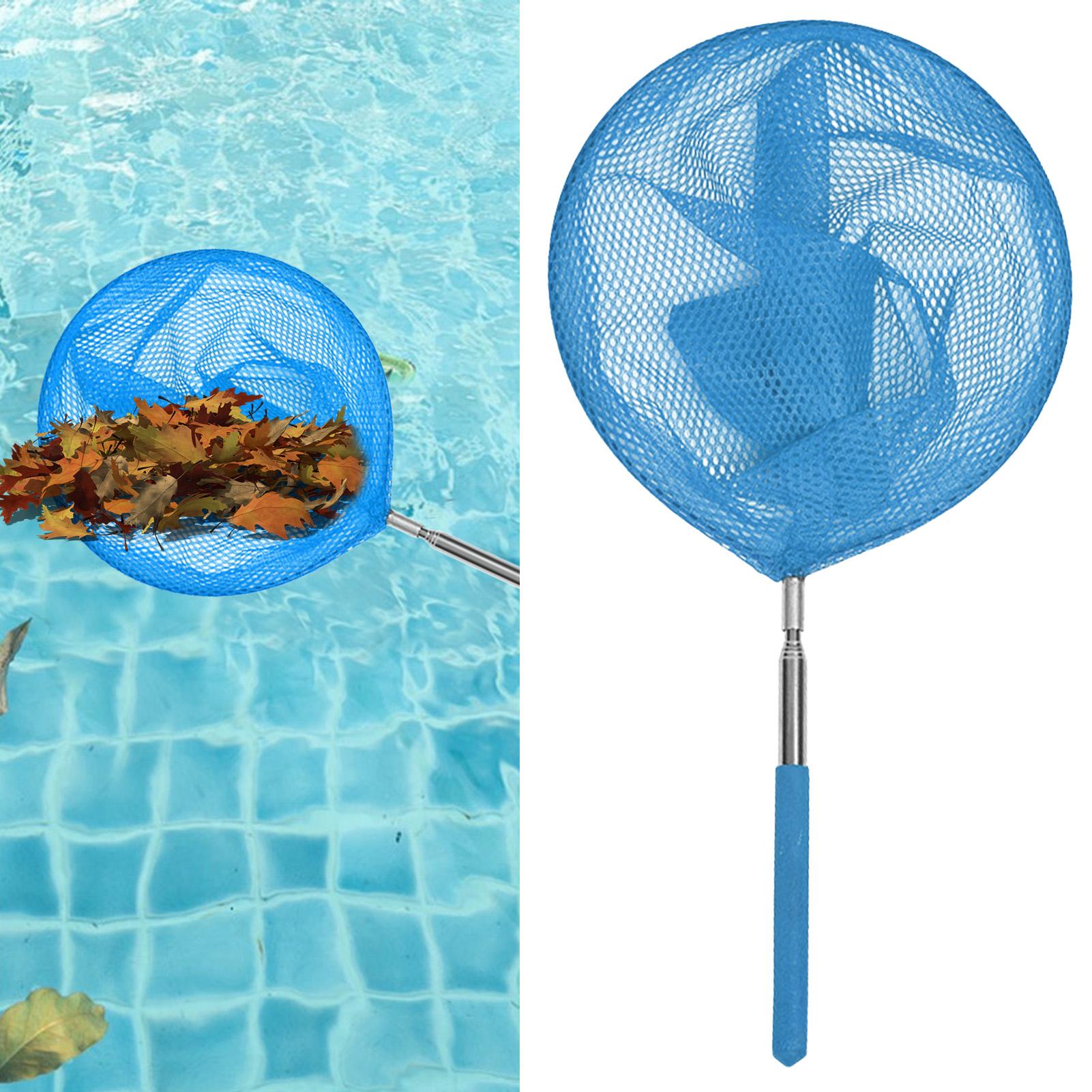 Aquarium Fishing - ตาข่ายกรองสระว่ายน้ำพร้อมเสาแบบยืดหดได้ ตาข่ายสแตนเลสสำหรับตกปลา ตาข่ายจับผีเสื้อสำหรับเด็ก ใช้กลางแจ้ง อุปกรณ์ทำความสะอาดสระว่ายน้ำ