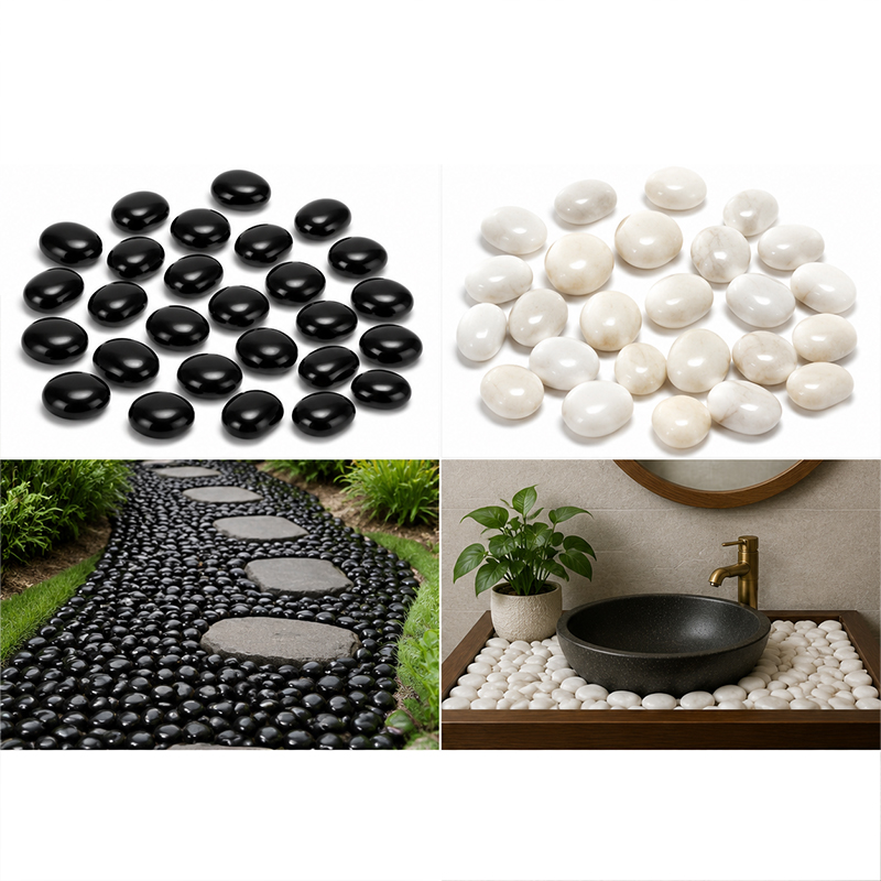 หินแม่น้ำขัดเงาสีขาวและดำ 200g - Aquarium Fish Home บทวิจารณ์และราคา