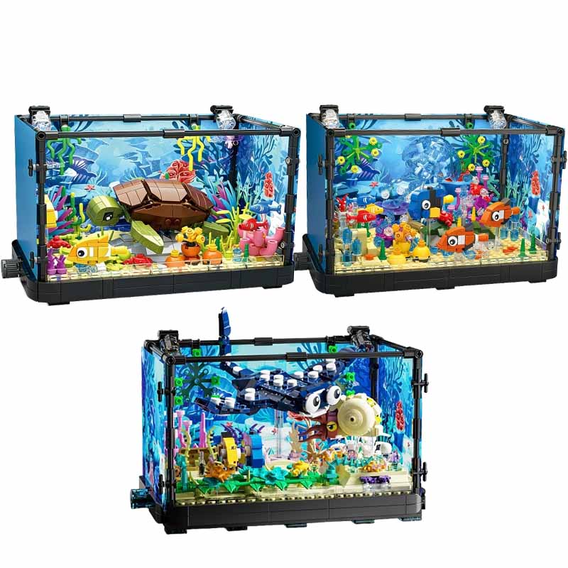 ชุดบล็อกตัวต่อตู้ปลาพร้อมไฟ，ตู - Aquarium Fish Real บทวิจารณ์และราคา