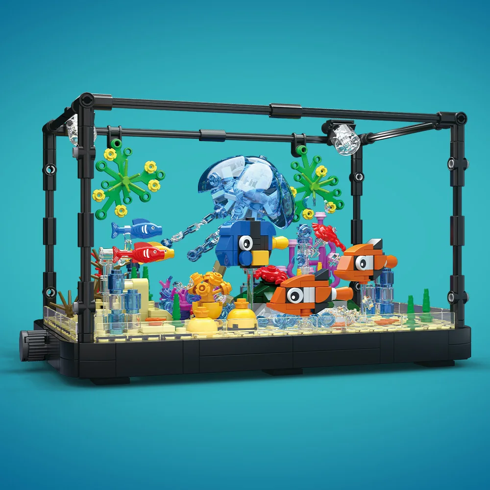 ชุดบล็อกตัวต่อตู้ปลาพร้อมไฟ，ตู - Aquarium Fish Real บทวิจารณ์และราคา