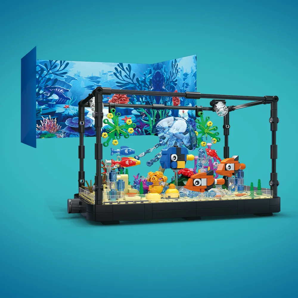ชุดบล็อกตัวต่อตู้ปลาพร้อมไฟ，ตู - Aquarium Fish Real บทวิจารณ์และราคา