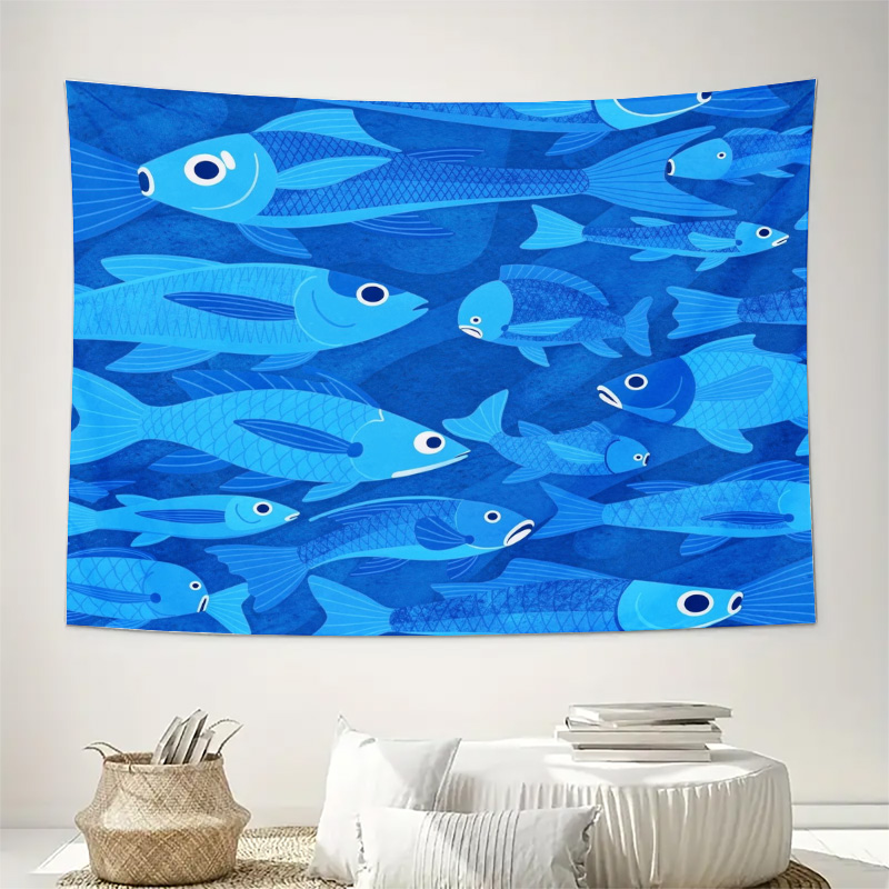 พรมลายปลาทะเล ลายมหาสมุทร สีฟ้ - Aquarium Fish Home บทวิจารณ์และราคา