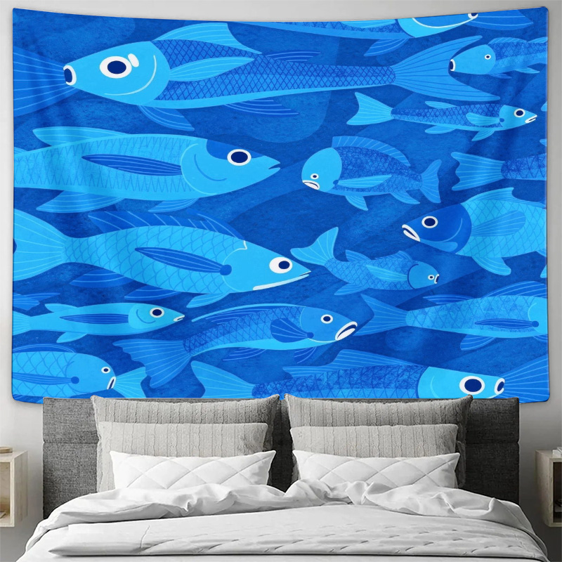 พรมลายปลาทะเล ลายมหาสมุทร สีฟ้ - Aquarium Fish Home บทวิจารณ์และราคา