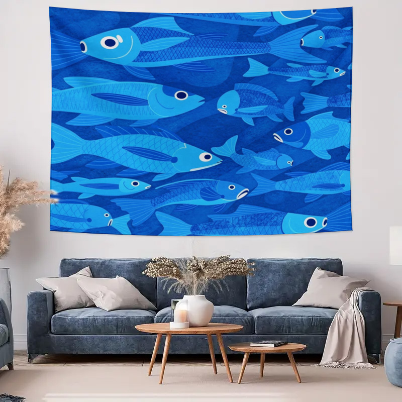 พรมลายปลาทะเล ลายมหาสมุทร สีฟ้ - Aquarium Fish Home บทวิจารณ์และราคา