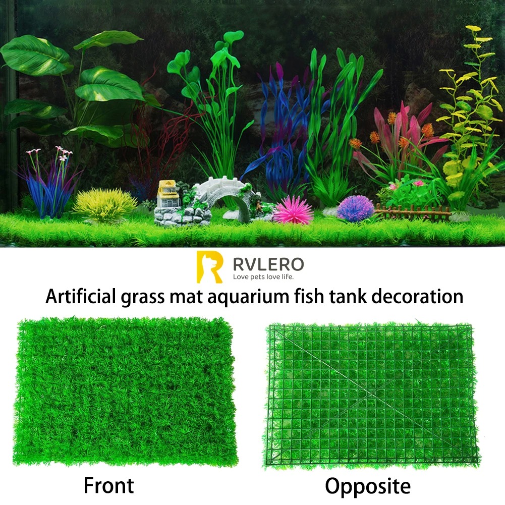 หญ้าเทียมสำหรับตกแต่งตู้ปลาตู้ - Aquarium Fish Artificial บทวิจารณ์และราคา