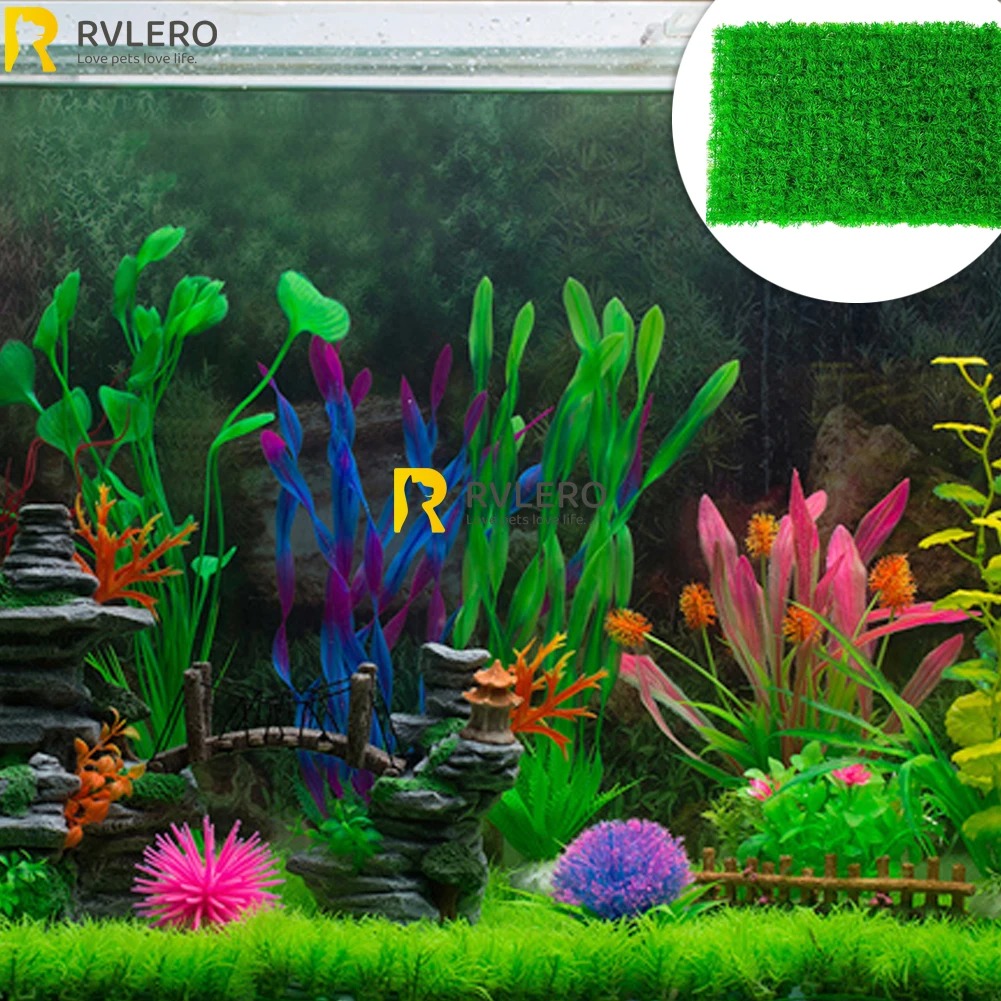หญ้าเทียมสำหรับตกแต่งตู้ปลาตู้ - Aquarium Fish Artificial บทวิจารณ์และราคา